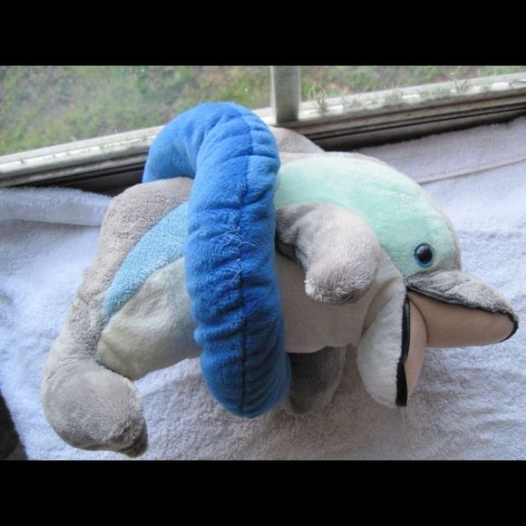 Dolphin with Float Ring Tube Soft Stuffed Plush Animal Marine Mammal Mascot Gift - Picture 5 of 6